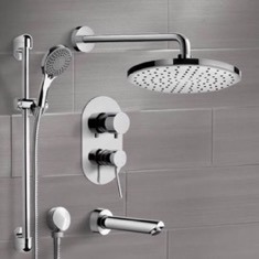 Tub and Shower Faucet Set with Handheld and Rain Shower Head